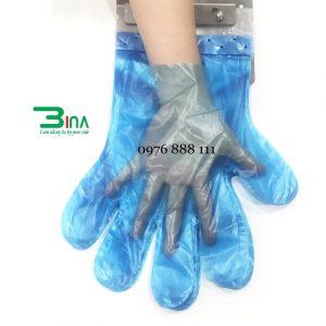 Găng tay nilon màu xanh